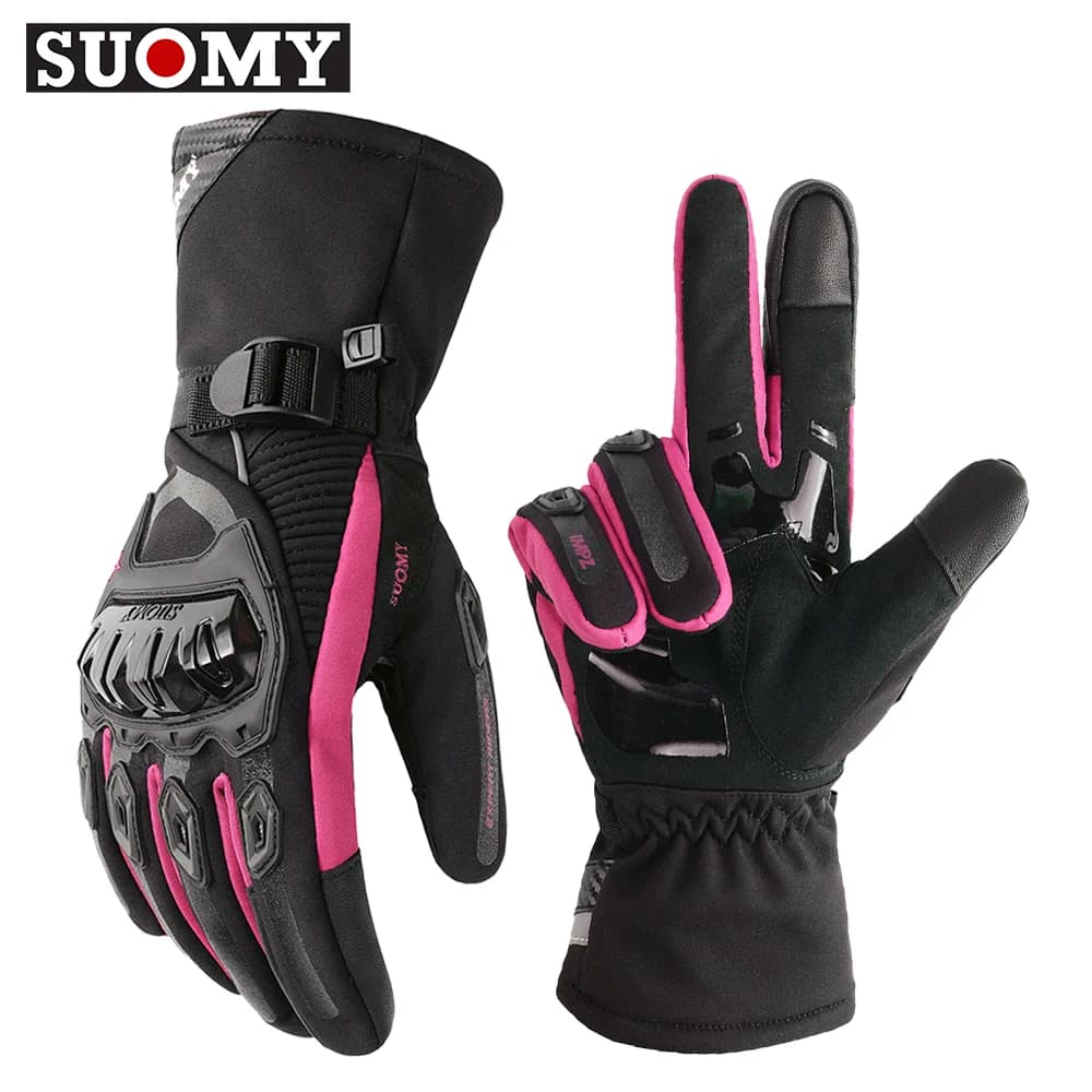 Suomy Guanti da moto caldi invernali Guanti da equitazione da moto femminili impermeabili antivento Guanti da moto da motocross rosa da donna