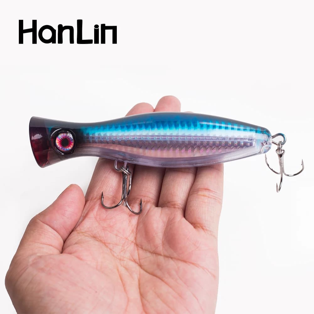 Hanlin Topwater Popper 120mm/40g Galleggiante Acqua Traina Esche di Plastica Dura Wobblers Esche Da Pesca Artificiali Bass Pike Tackle