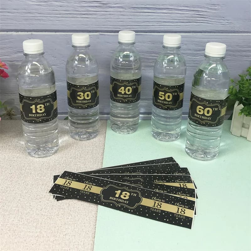 10 pieces 18 30 40 50 60 years water bottle stickers birthday party decorations for adults 30th 40th 50th 60th paper label for bottle packing