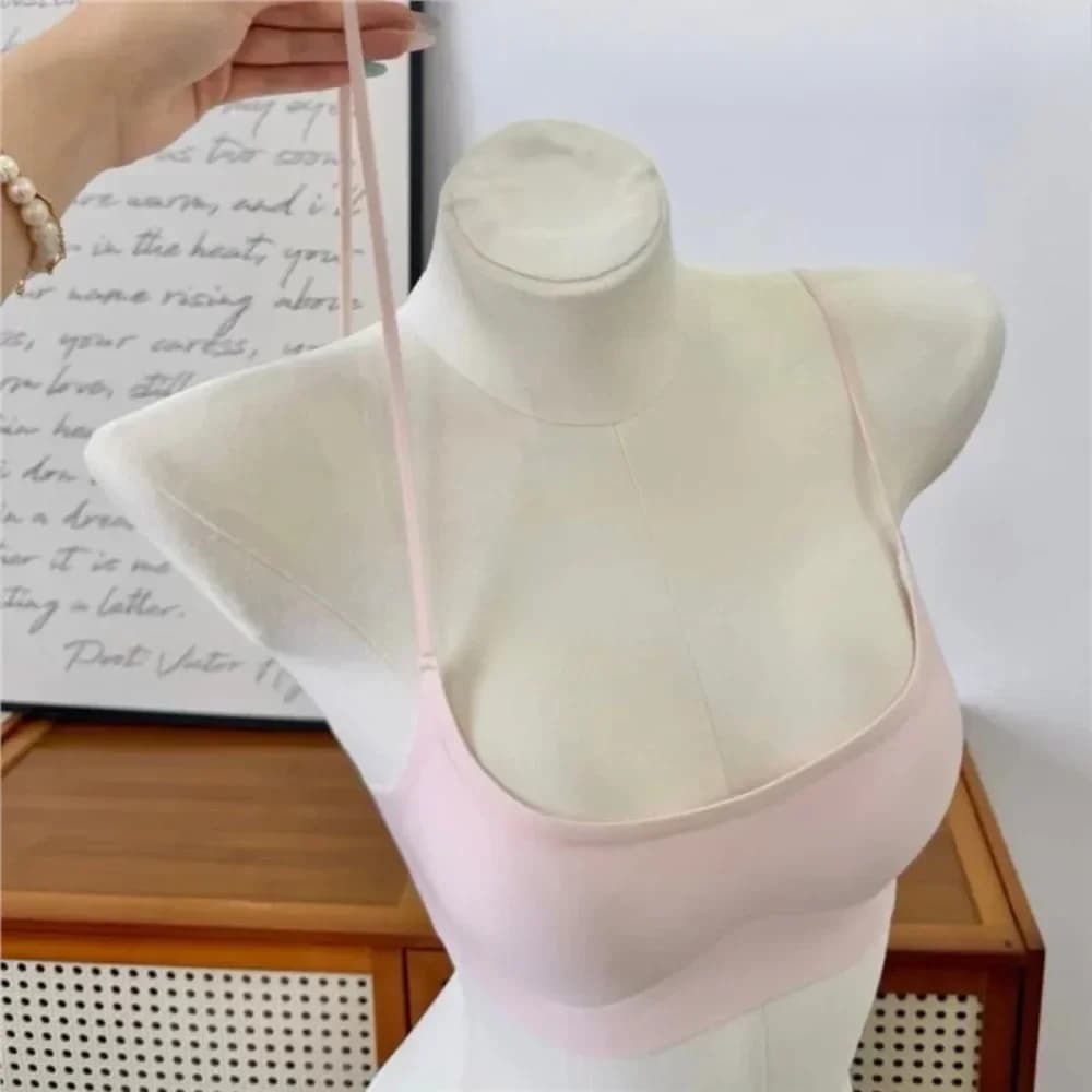 Women Foundation Color Seamless Wireless Bra Thin Strap Low Plunge Invisible Back Push Up Lingerie Low Cut Daily Inner Wear S-XL