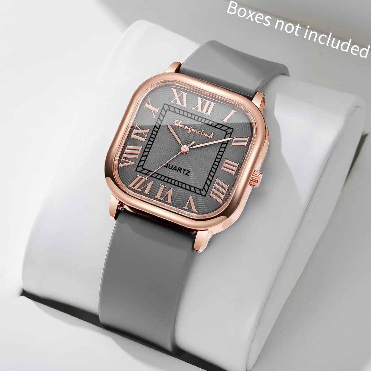 Women's Fashion Square Quartz Watches, Rome dial, Silicone Strap, Girls' Wrist Watch, Reloj Mujer (No Box)