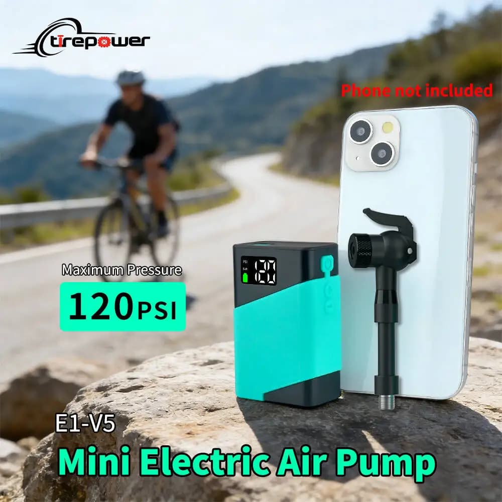 Pompa Elettrica per Biciclette con Manometro 120PSI, Pompa ad Aria Elettrica con Valvole Presta, Schrader e Click per Biciclette