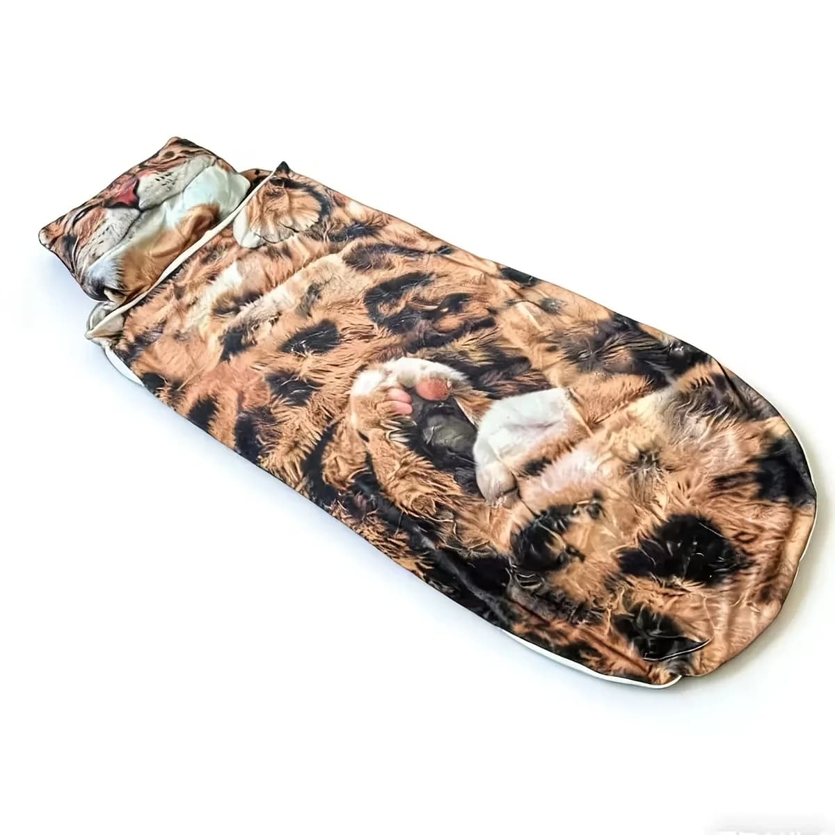 Sacco a pelo in peluche a forma di gatto per adulti unisex, a tema gatto, per interni ed esterni, coperta lavabile da 69 pollici per campeggio e uso domestico.