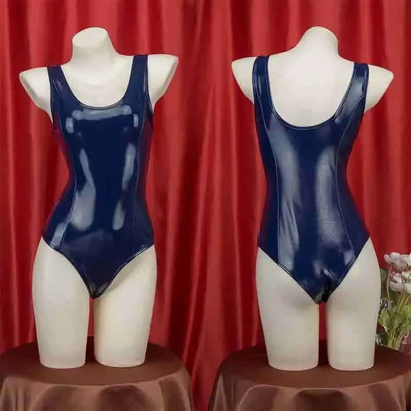 apanese Navy Blue Sukumizu Swimsuit Kawaii Anime Cosplay Jumpsuit Tight Leotard Swim Wear For Women Halloween Carnival Role play
