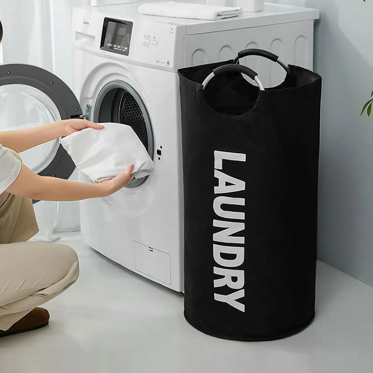 Cesto per Bucato Extra-Large Impermeabile con Manico Imbottito - Pieghevole, Contenitore Multiuso per Bagno, Lavanderia, Balcone