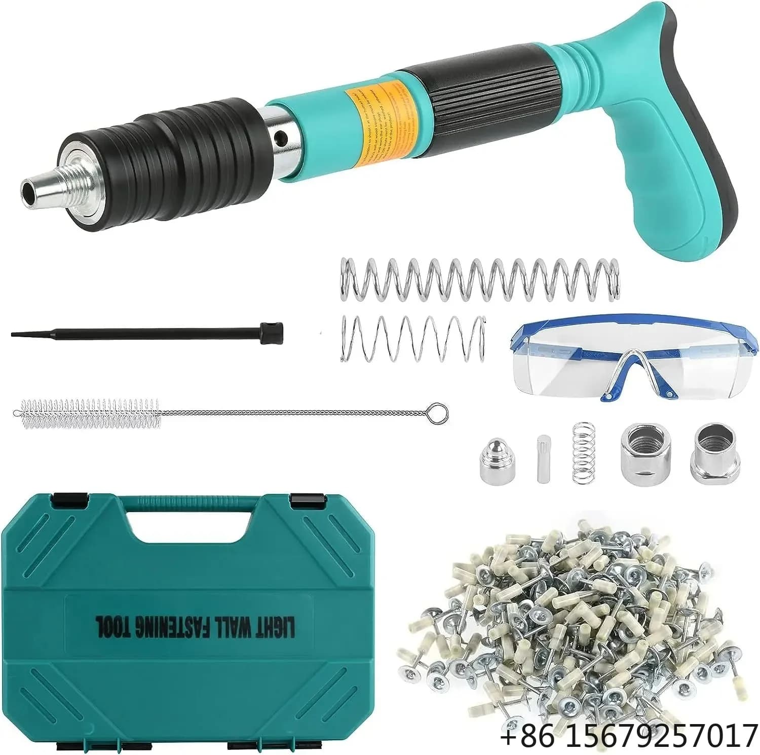 Nail Tool With 100pcs Nails Adjustable Manual Air Stapler Steel Concrete Riveting Tool for Wall Fastening Wire Slotting