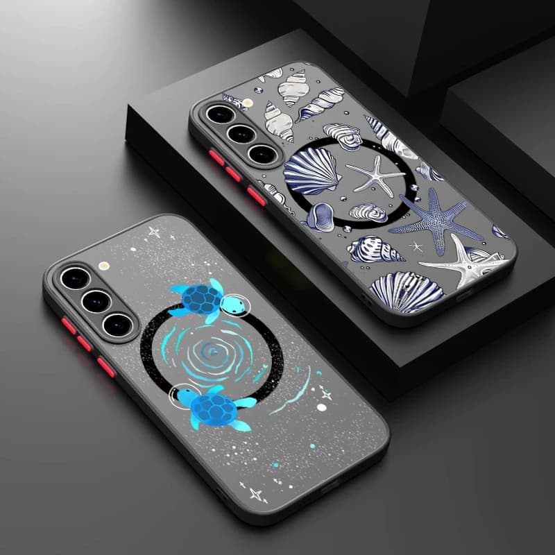 Magnetic Cartoon Wheel Case for Samsung Galaxy S26 S25 S24 S23 Ultra Plus S24 S25 S25 FE A17 A37 A56 A36 A16 Acrylic Cover