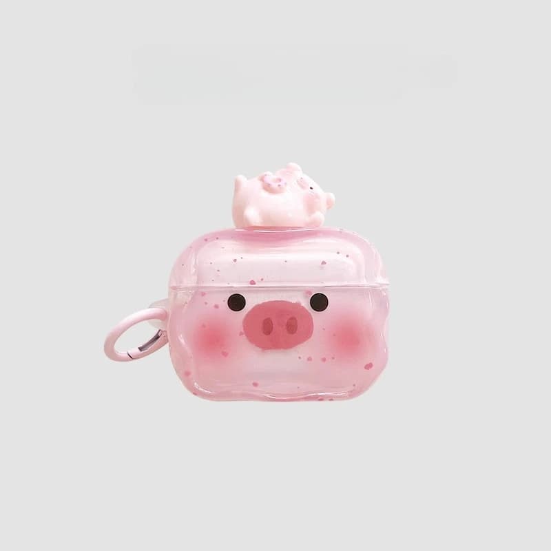 For AirPods 4 Pro 2nd Case Cute Cartoon Pink Pig Soft TPU Cover For AirPod 2 3 Wave Earphone Charging Box Beads Bow Keychain