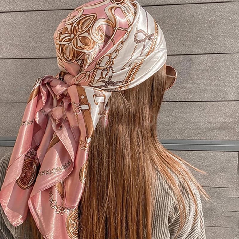 1 pz Sciarpa Quadrata in Seta 90x90cm da Donna, Foulard Stampa Moda, Hijab, Sciarpa per la Testa, Bandana, Sciarpa da Spiaggia
