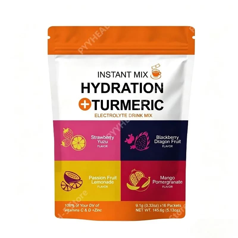Mix di Bevande Elettrolitiche in Polvere per Idratazione con Curcuma, Vitamina C e D, Zinco, 16 Bustine (1 Confezione da 9,0g)