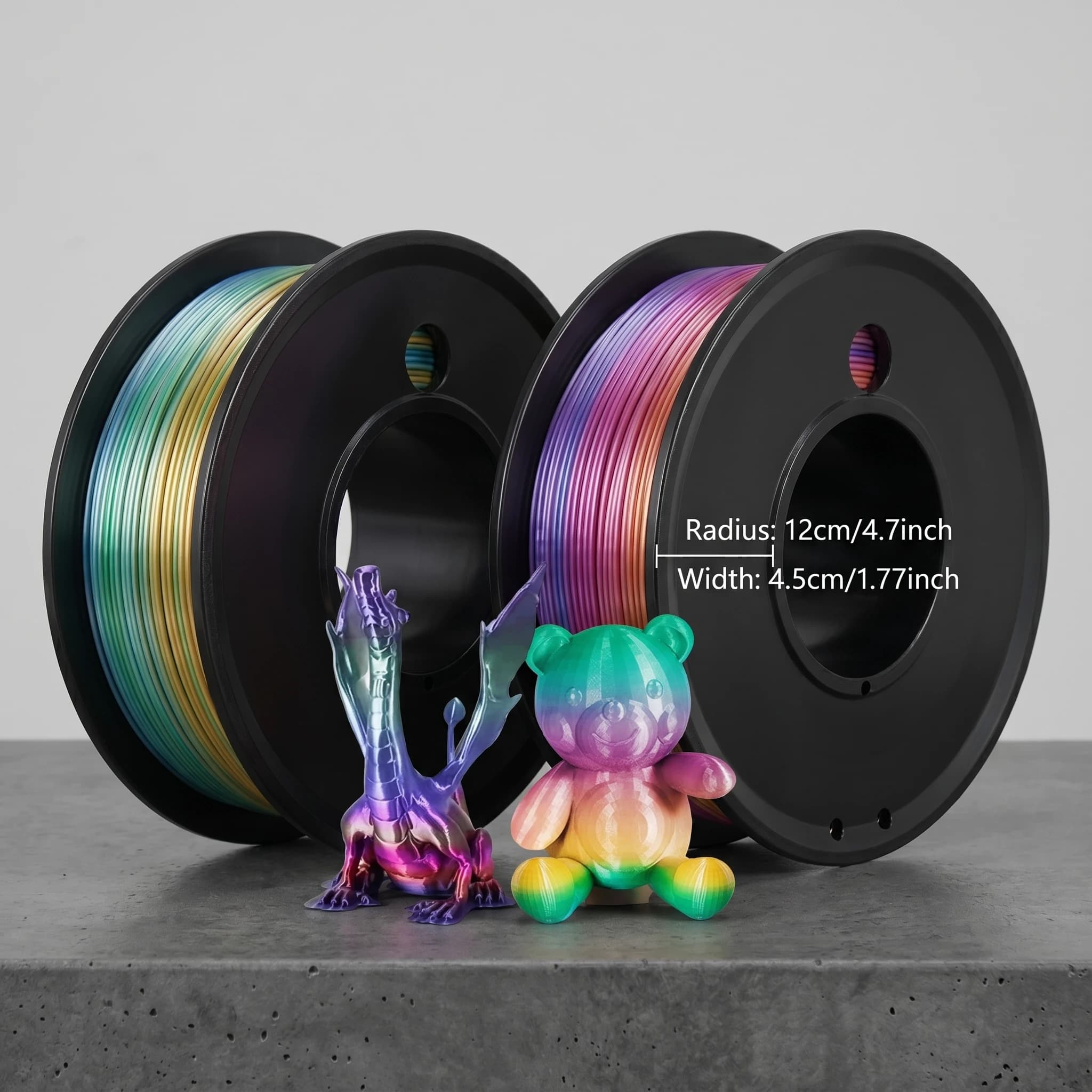 1.75mm Silk PLA Filament 2 Rolls Set, Silk Yellow & Pink, 200g Per Spool, High Precision ±0.03mm, No Clogging No Warping, Eco-Friendly 3D Printing Material for DIY Model Craft