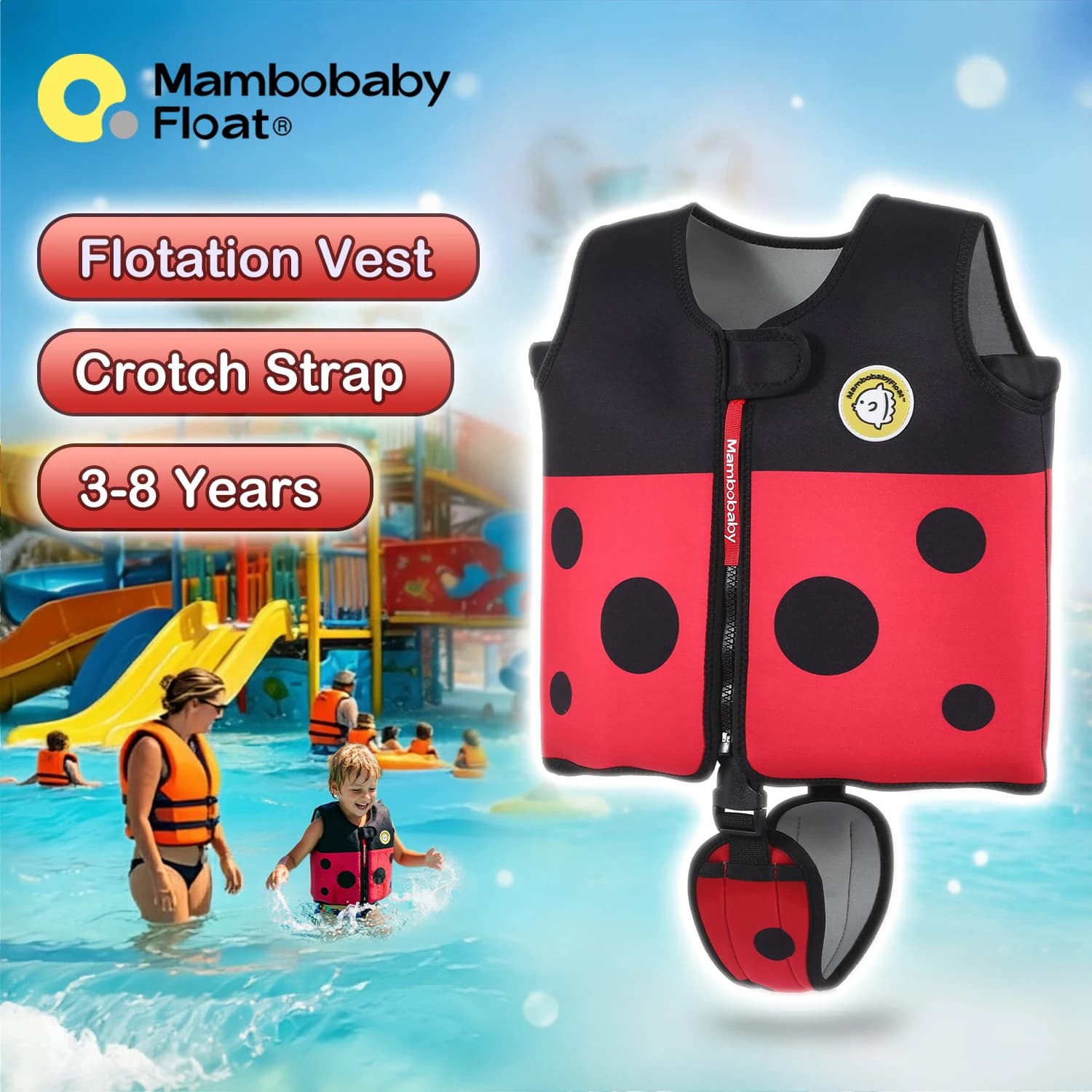 Giubbotto Galleggiante per Bambini Mambobaby per Protezione in Acqua o Allenamento di Nuoto, Giacca Galleggiante per Neonati, Giubbotto Salvagente per Bambini