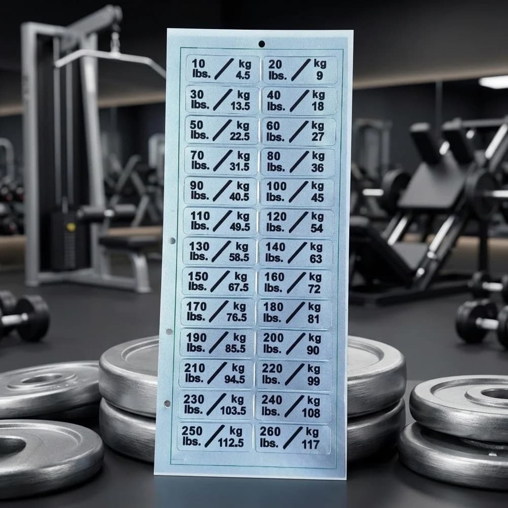 Plastic Weight Sticker Labels 3 Pack for Gym Equipment Weight Plates and Pulley Machines 4.5 kg to 117 kg Increments