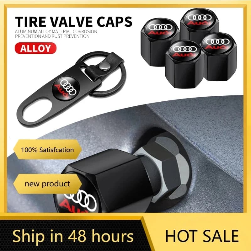 Anelli Portachiavi in Metallo per Auto, Accessori Tappo Valvola Pneumatici per Audi Q3 Q4 Q5 Q6 Q7 B8 B6 C6 8P B7 C5 A3 A4 A5 A6 A7 A8 S3 S4 S5 S6