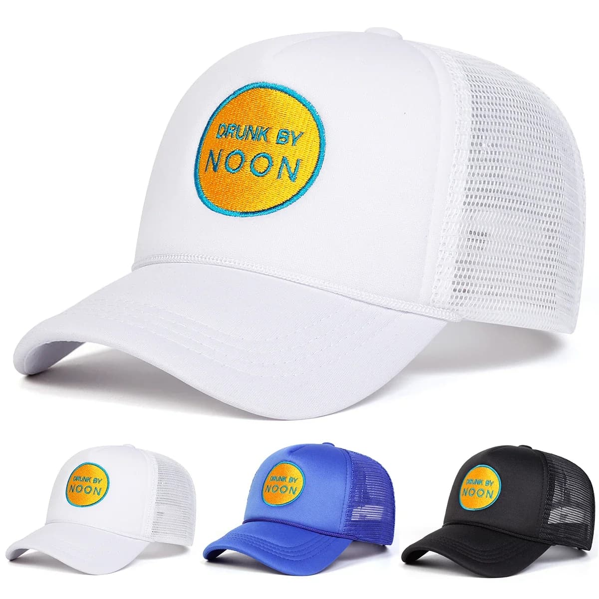 Cappellini da baseball unisex con ricamo DRUNK BY NOON, cappelli casual regolabili per primavera ed estate, cappello hip hop, cappello con protezione solare