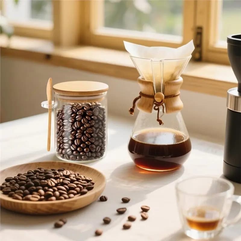 ABGR-Reusable Glass Food Storage Container 1Set/6Pcs Moisture Resist Overnight Oat Jar With Spoon Kitchen Storage Tank