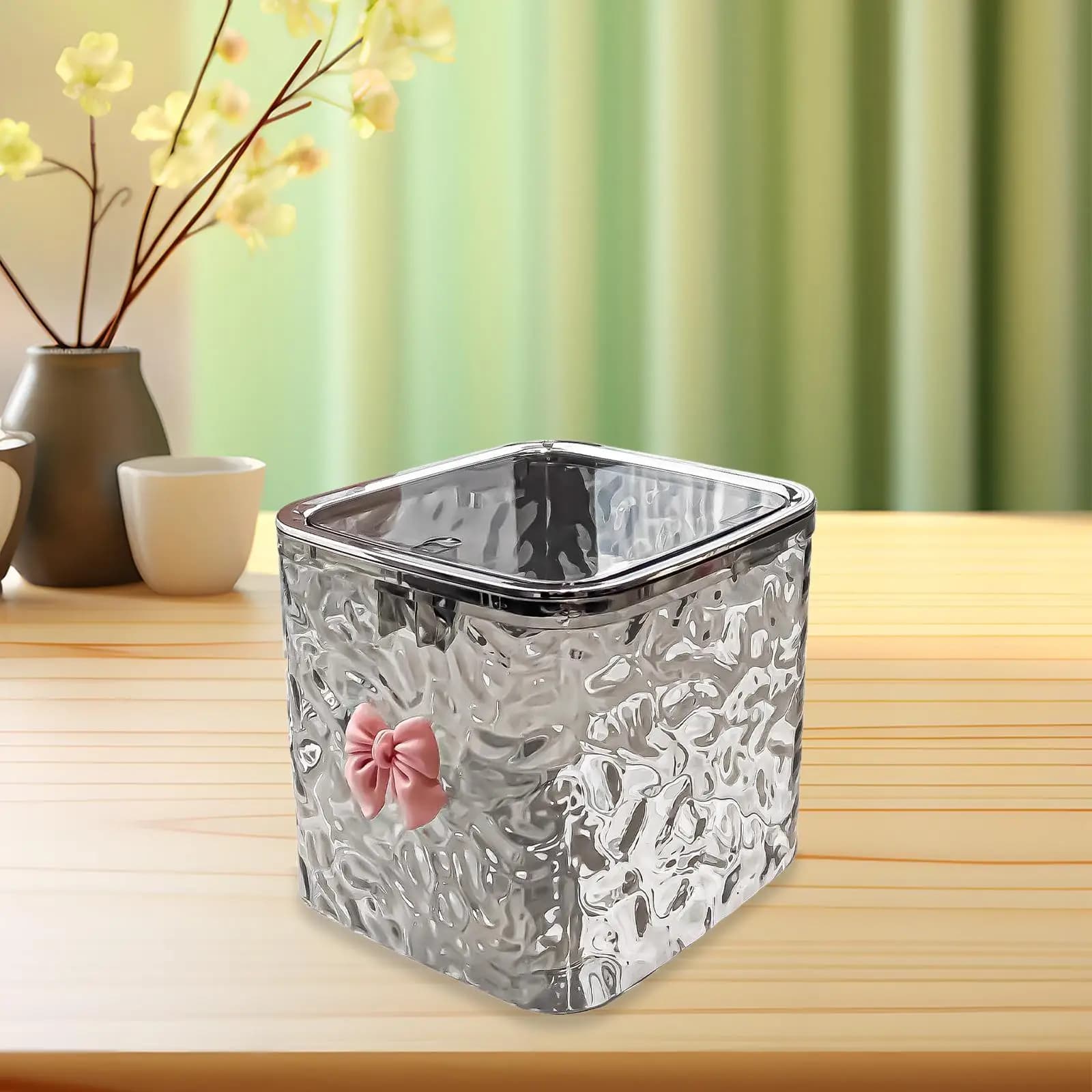 Desk Trash Can Space Saving Versatile Garbage Bin Recycling Bin with Lid Wastebasket for Car Kitchen Bathroom Bedside Table Home