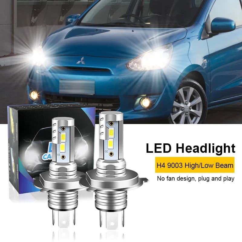 2 pezzi per Mitsubishi Mirage 2014-2019 H4 9003 lampadine per fari a LED CSP Fanless High & Low Beam H4 faro a LED 12000lm 6000K
