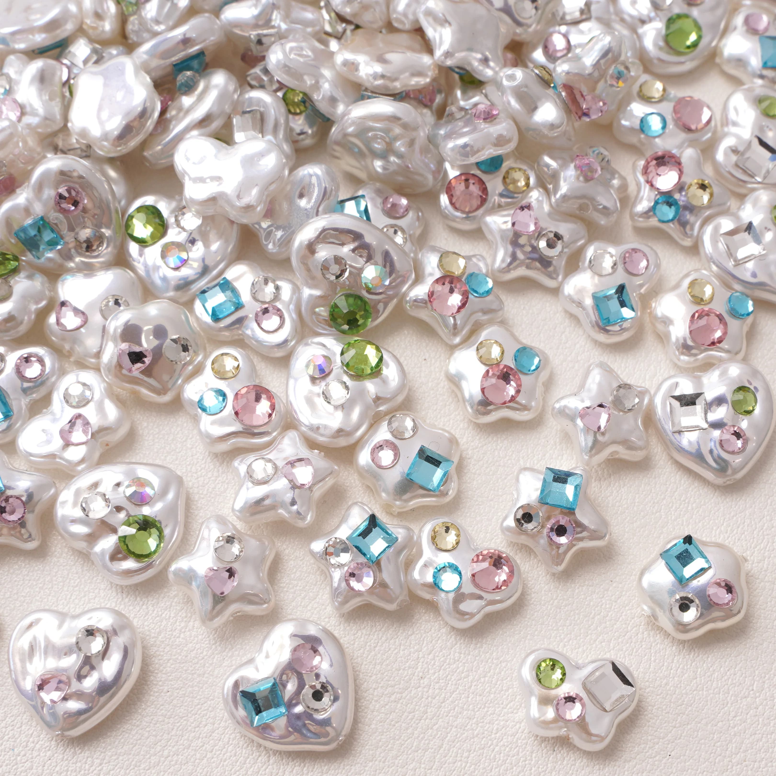 1pc star butterfly heart beads inlaid crystal acrylic imitation pearls for jewelry creation accessories necklace diy bracelet