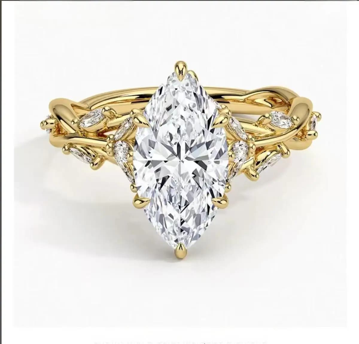10K Solid Real Gold Lab grown diamond wedding ring for female IGI Horse Eye 2 carat CVD vine design engagement ring for female