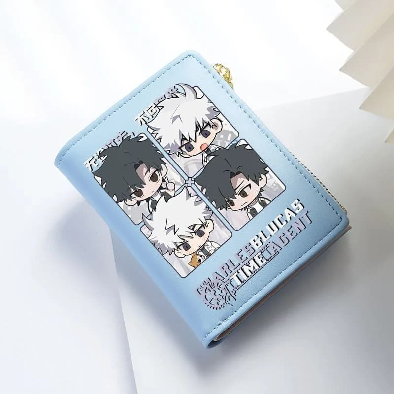 Chibi Nero Bianco Link Fare clic su Portafoglio anime in pelle vegana per studente Bifold Porta carte con blocco RFID Mini borsa Breve fermasoldi