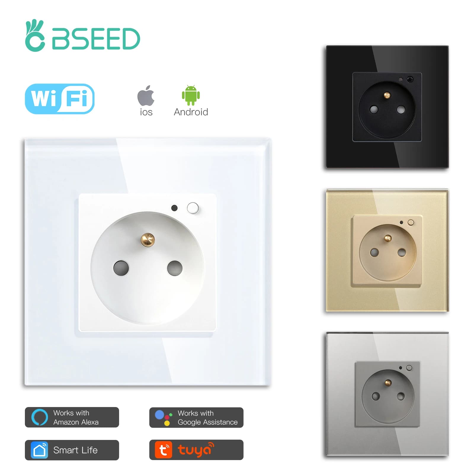 Exit to Muro WiFi Bseed Standard French with Crystal Glass Panel, Compatible with Tuya, Google Home, Alexa, Timer and App