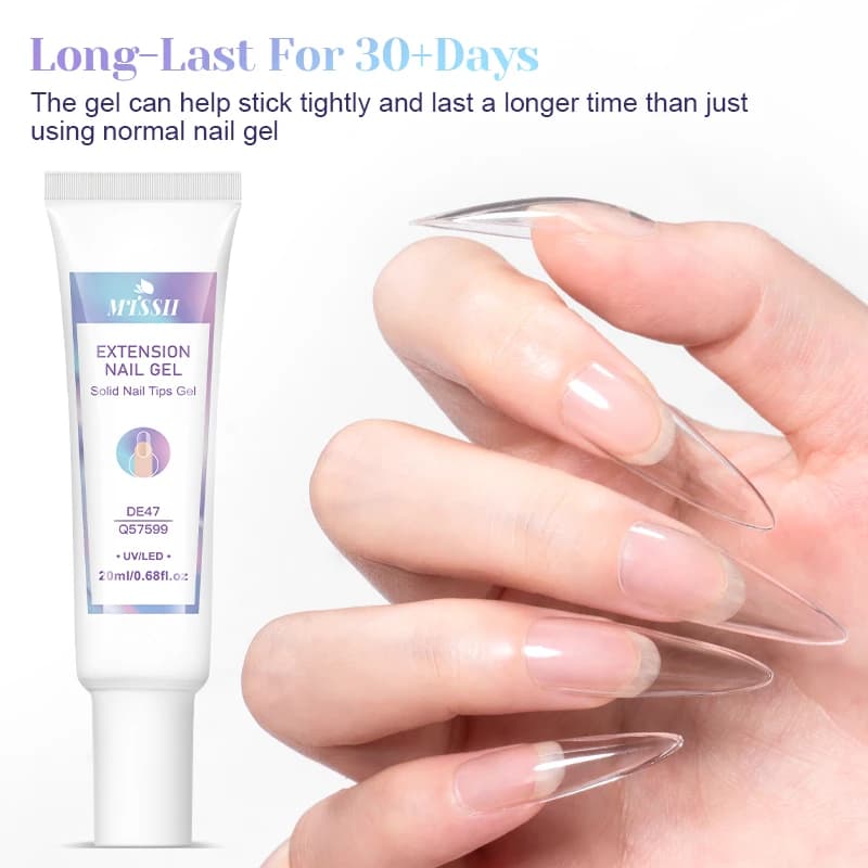 20ml/0.68fl.oz Punte per unghie Soild Gel per punte finte Estendi la stampa sulle unghie Soak Off di lunga durata Gel UV Smalto per unghie Estensione delle unghie