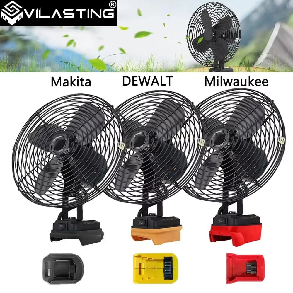 Camping Fan 6/8In Outdoor Fishing Metal Wireless Table Fan Strong Wind Fan for Makita/Dewalt/Milwaukee 18V BatteryPin