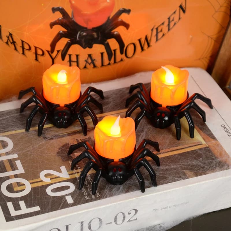 1 Pezzo Decorazioni di Halloween, Luce a LED a Forma di Ragno e Zucca in Plastica per Casa, Bar, Casa Stregata, Decorazioni per Feste di Halloween