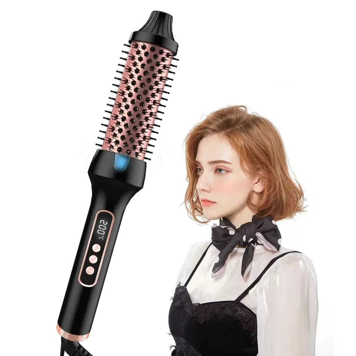 Spazzola termica 3 in1 Spazzola rotonda riscaldata ionica Bigodino/possidizzatore ionico con ferro arricciacapelli antiscottatura Strumenti per lo styling dei capelli
