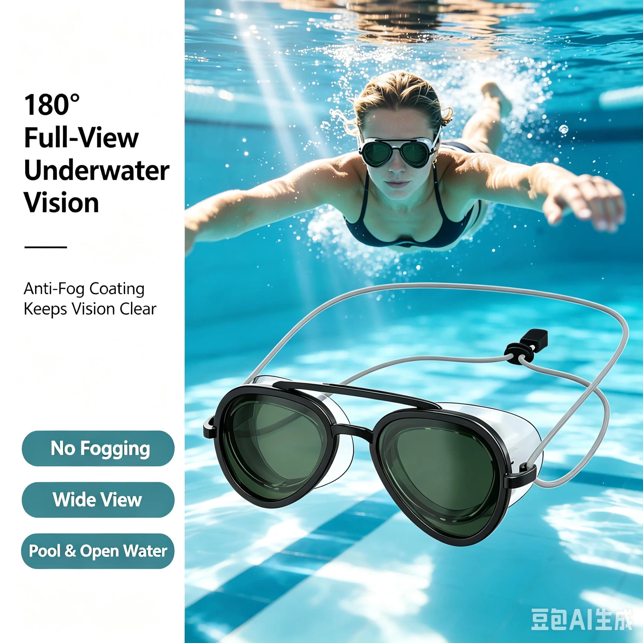 Retro Full Wide Vision Anti Fog Swim Goggles Leak Proof Comfort Silicone Cushion Adjustable Strap Professional Swimming Eyewear