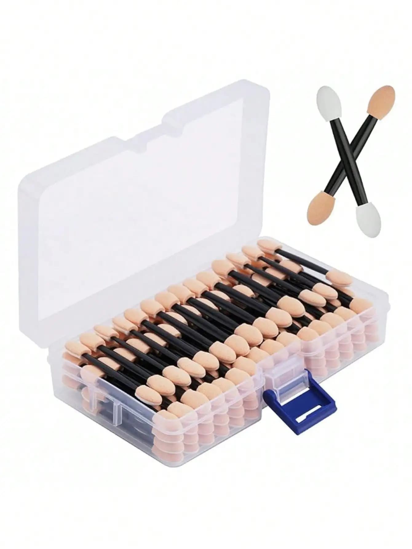 50 Pezzi Spugne Magiche per Unghie, Pennelli a Doppia Punta per Sfumature, Spazzole per Strass con Clip per Mani Pennello per ombretto a doppia punta usa e getta. Strumenti per il Trucco Occhi e Nail Art.
