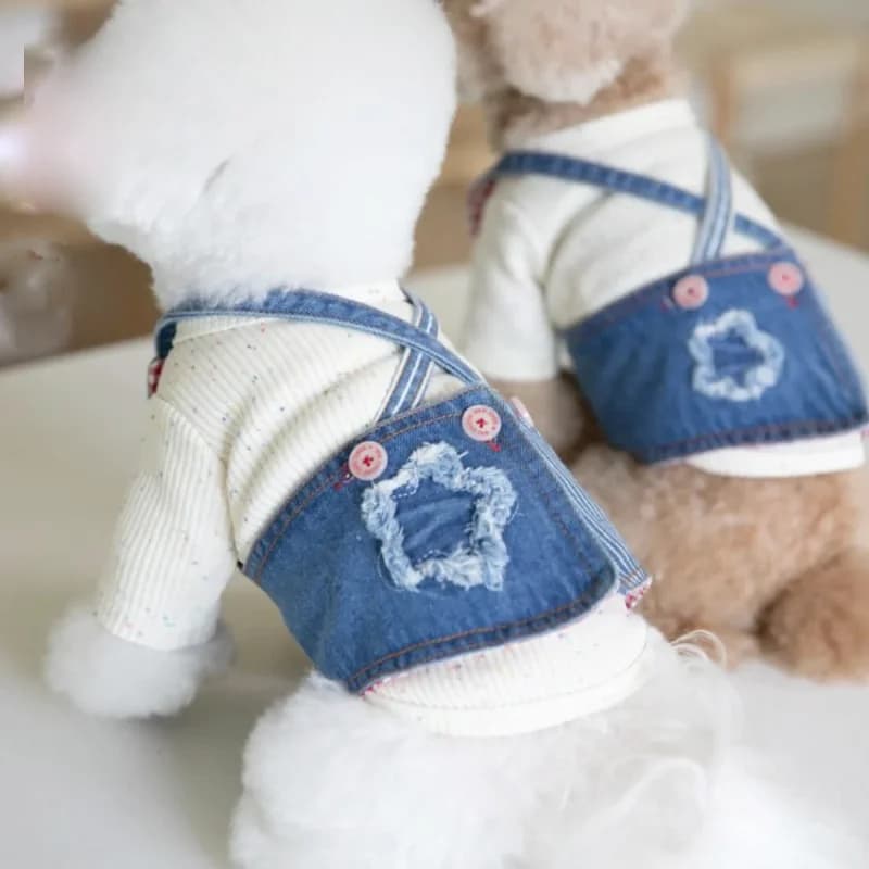 Cute Pet Dog Cowboy Dress grembiule Pet Star Dog Strap gonna Grid foderato Puppy Clothes Cat Skirt Teddy Dog Dresses for Small Dogs