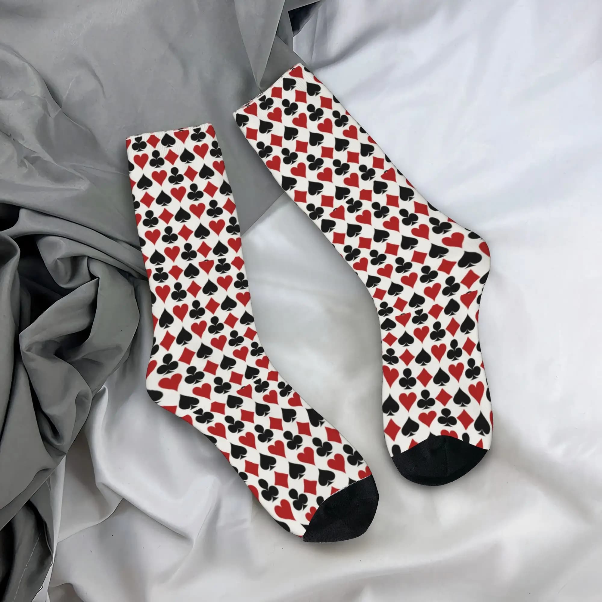 Calzini Personalizzati con Simboli di Carte da Poker, Calzini Sportivi 3D con Cuori, Asce, Quadri e Fiori per Uomo e Donna