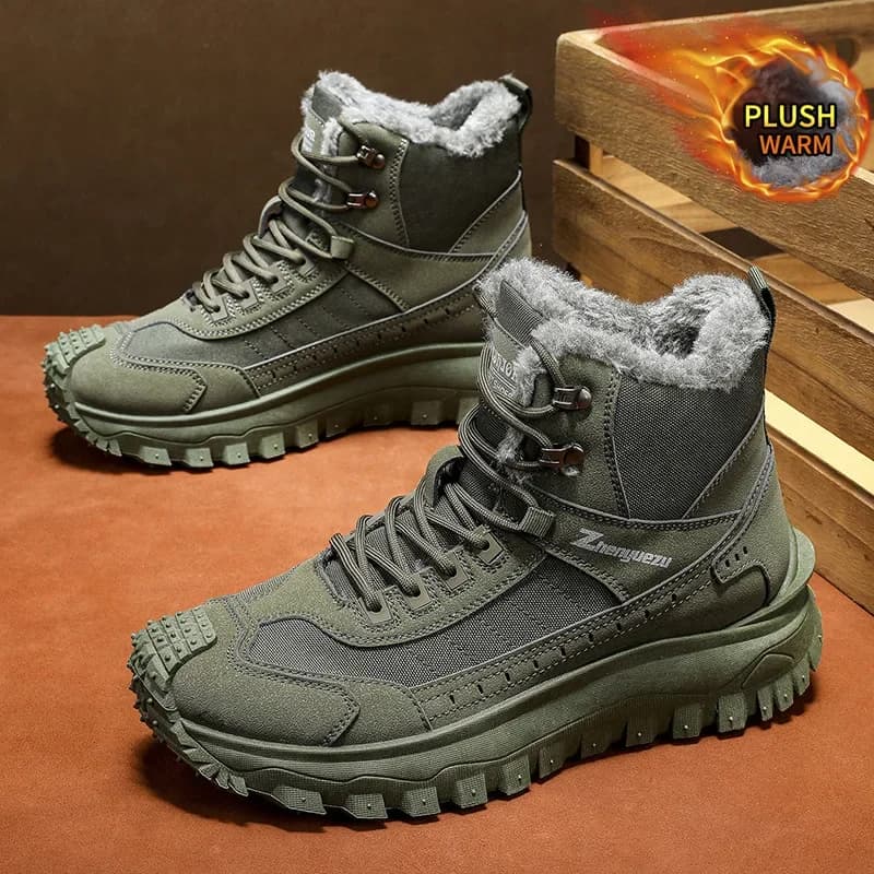 2026 New Winter Velvet Thickened High-top Boots Outdoor Functional Sports Hiking Boots Large Size Comfort Men Shoes