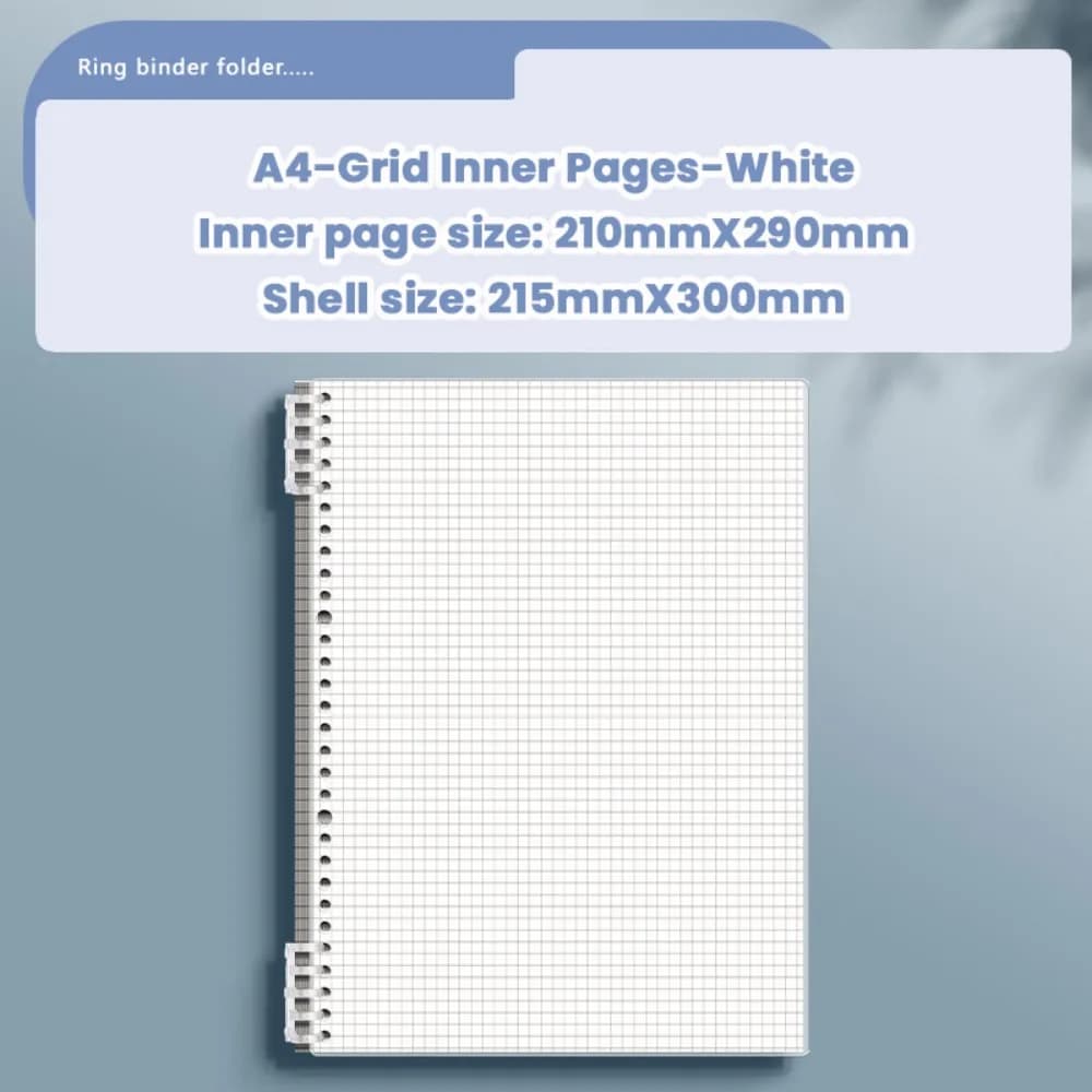 A4/A5 Loose-leaf Notebook 60Sheets Detachable Notepad Horizontal/Grid Inner Pages Transparent Sketchbook Students Gift
