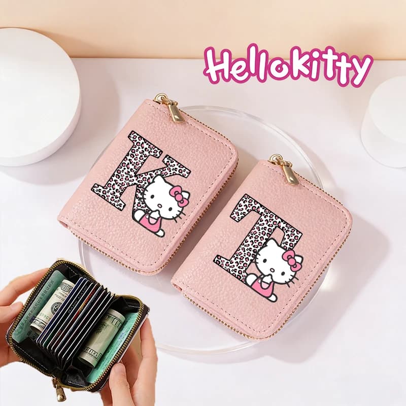 Portafoglio Corto da Donna Sanrio HelloKitty, Portamonete con Cerniera a Tema Cartone Animato KT Cat, Porta Carte Rosa alla Moda, Borsa Porta Soldi Femminile, Regalo