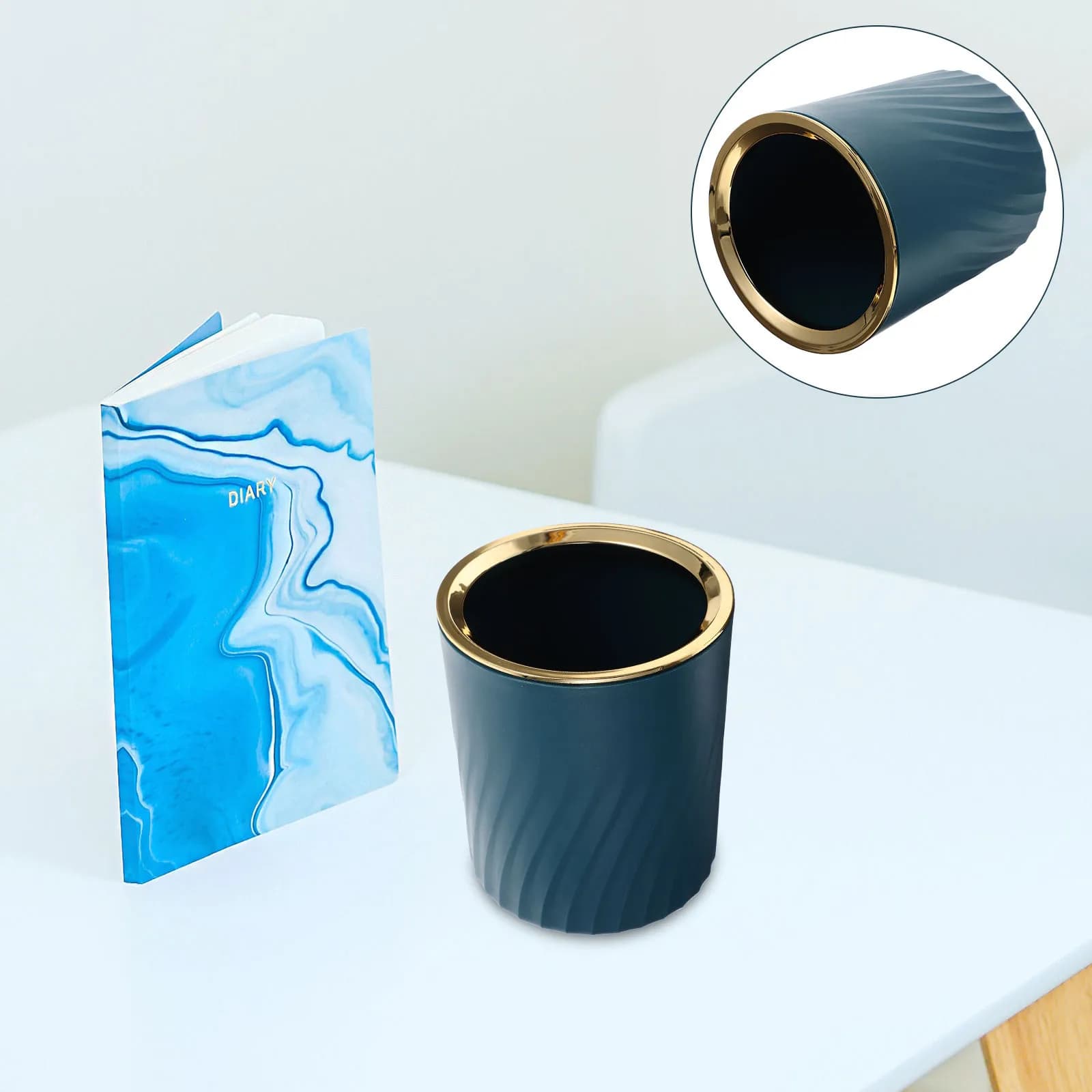 Cestino per Rifiuti con Coperchio, Piccolo Contenitore per Spazzatura in Materiale PP Premium, Inodore, Facile da Usare, Decorativo per Camera da Letto e Ufficio