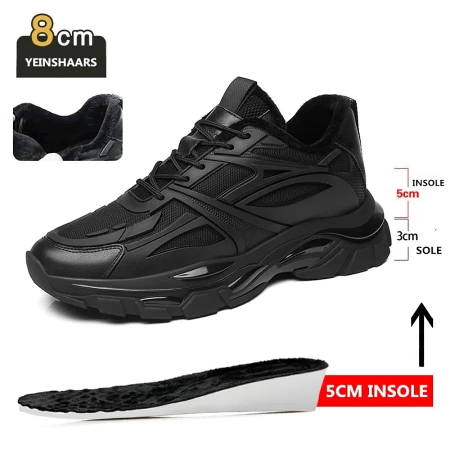 Women's Winter Chunky Rising Gymnastics Shoes Men's Genuine Leather Sweater Shoes Hot Shoes Footwear Lift Men's Shoes Increase Insole 6-8 CM