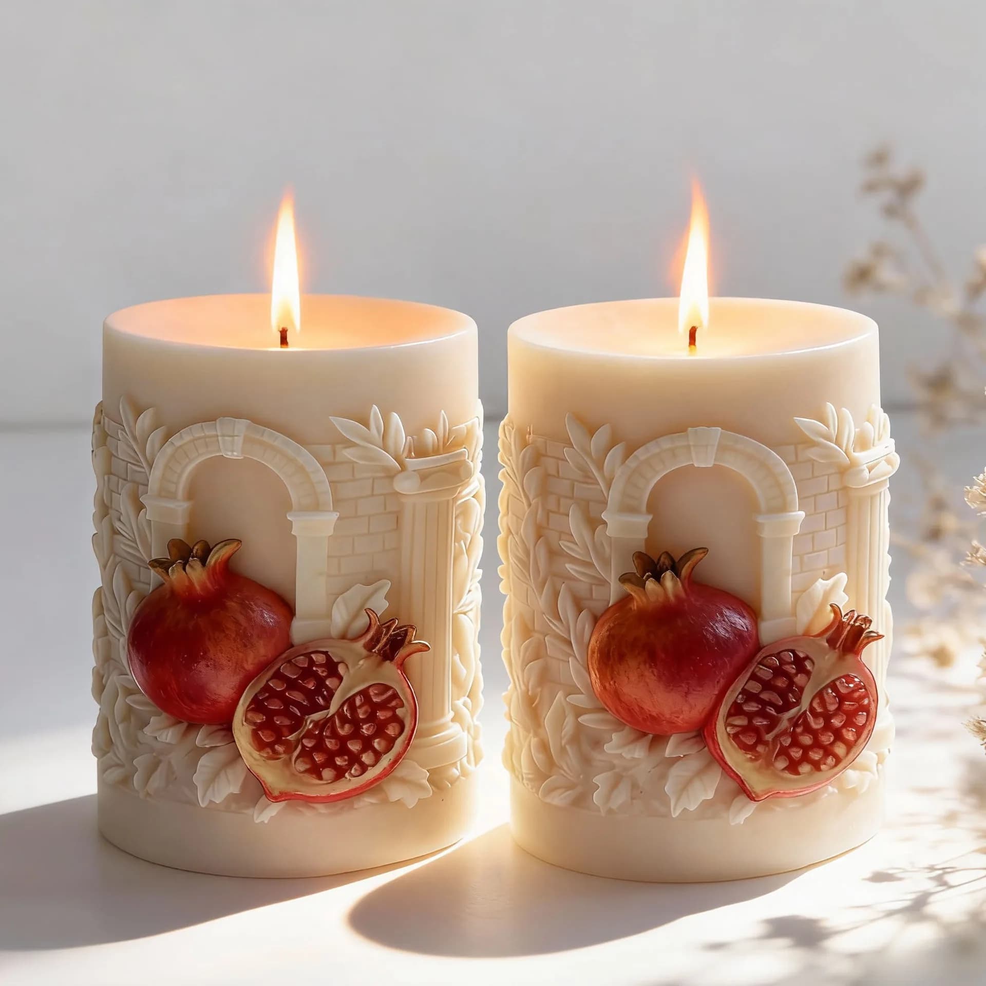 Stampo per candele in silicone con cilindro in rilievo di melograno fai-da-te Stampo per gesso aromatico fatto a mano Simulazione Stampo per candele Ramadan con melograno