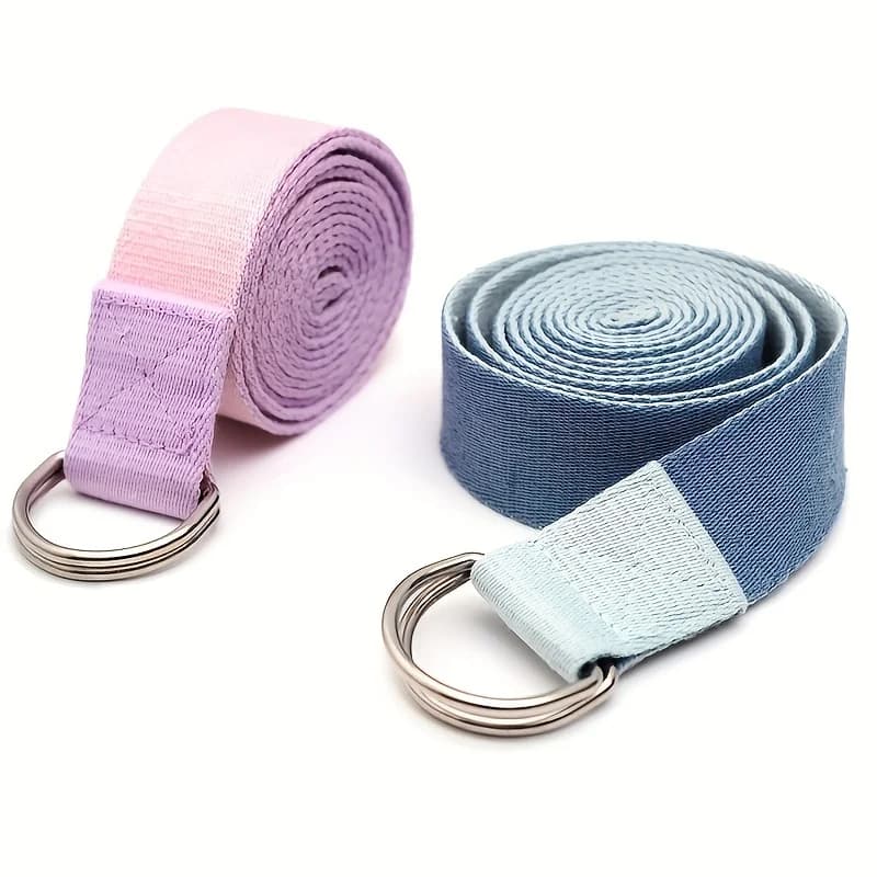 Two-tone yoga elastic belt, adjustable sports resistance band with D-shaped buckle, suitable for flexible training for pilates, body modeling