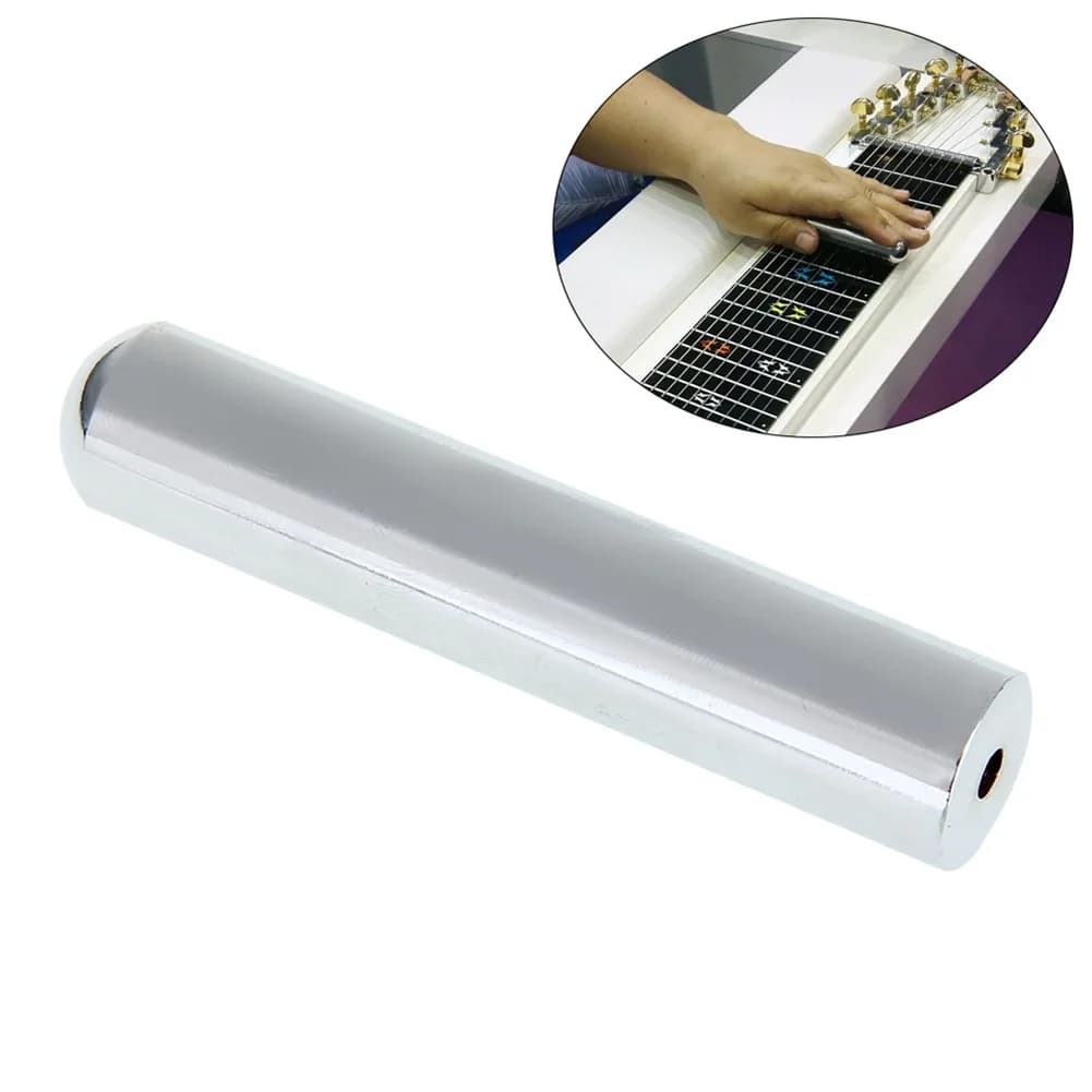 Bastone sonoro per chitarra elettrica Slider solido a naso tondo da 80 mm + plettro in metallo a 4 dita indice