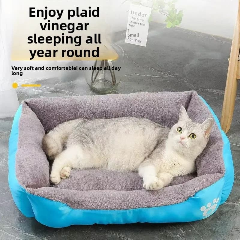 Cuccia per cani inverno caldo caramelle zampa stampa pet pad lettiera per gatti semichiusa lettiera quadrata lavabile in lavatrice per animali domestici