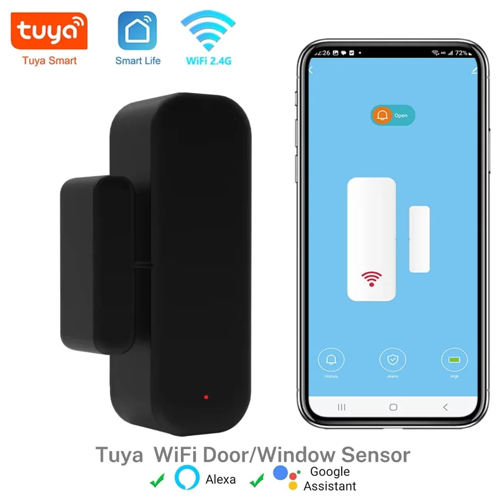 Sensore porta Tuya WiFi Sensore finestra Smart Home Rilevatore porta wireless Smart Life APP Controllo remoto per Alexa Google Home