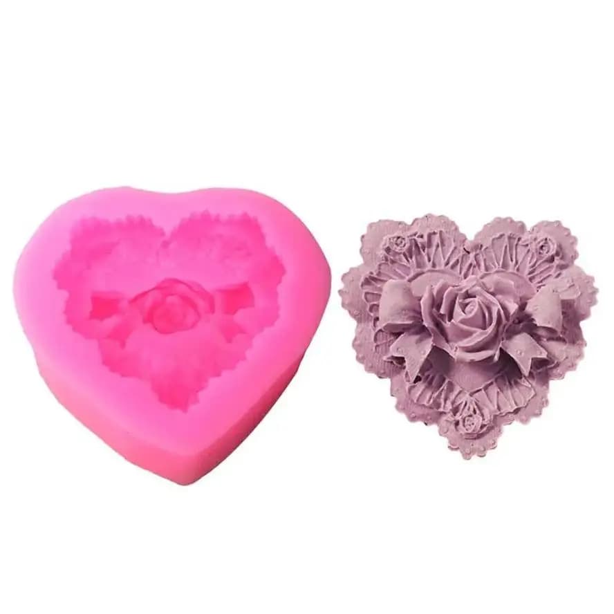 Nuovo 3D Rosa Bowknot Fiori Stampo per cioccolato in silicone Cuore Amore Stampo per sapone Candela Stampo in argilla polimerica Artigianato Forme fai da te Base per sapone