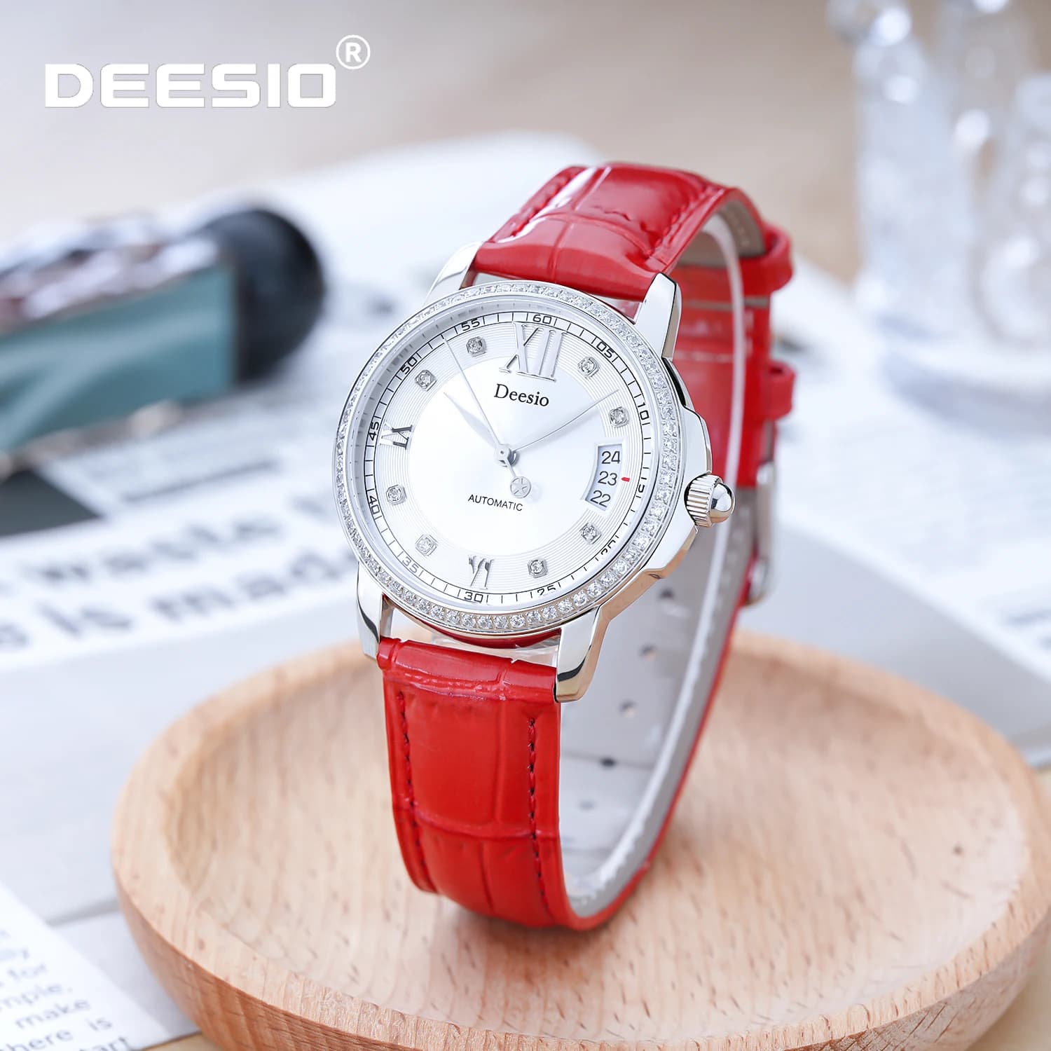 Orologio meccanico da donna Deesio in acciaio inossidabile resistente, impermeabile fino a 50 m, regalo perfetto per San Valentino e anniversario per le donne