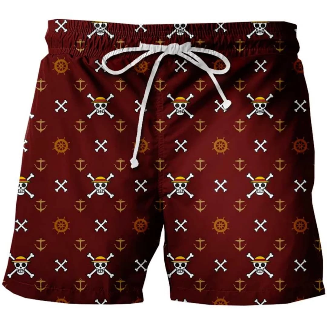 Pantaloncini Estivi 2026 One Piece Retro Cosplay da Uomo Oversize con Stampa 3D ad Asciugatura Rapida, Pantaloni da Spiaggia Unisex per Famiglia e Bambini