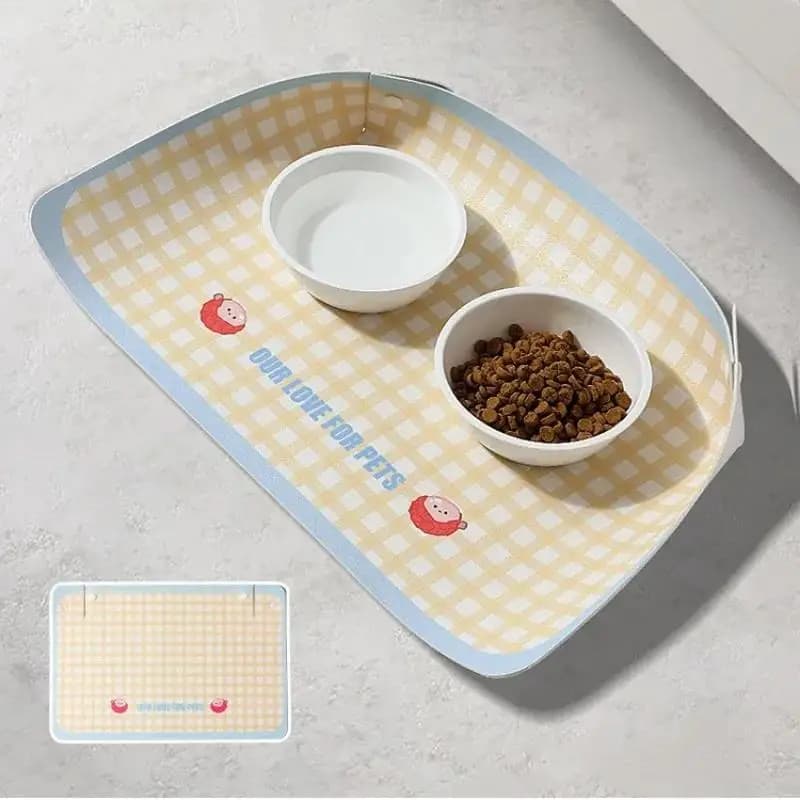 Tappetino Antiscivolo in Pelle PU per Animali Domestici, Impermeabile e Resistente all'Olio, Tappetino per Ciotole di Gatti, Tappetino per l'Alimentazione degli Animali Domestici