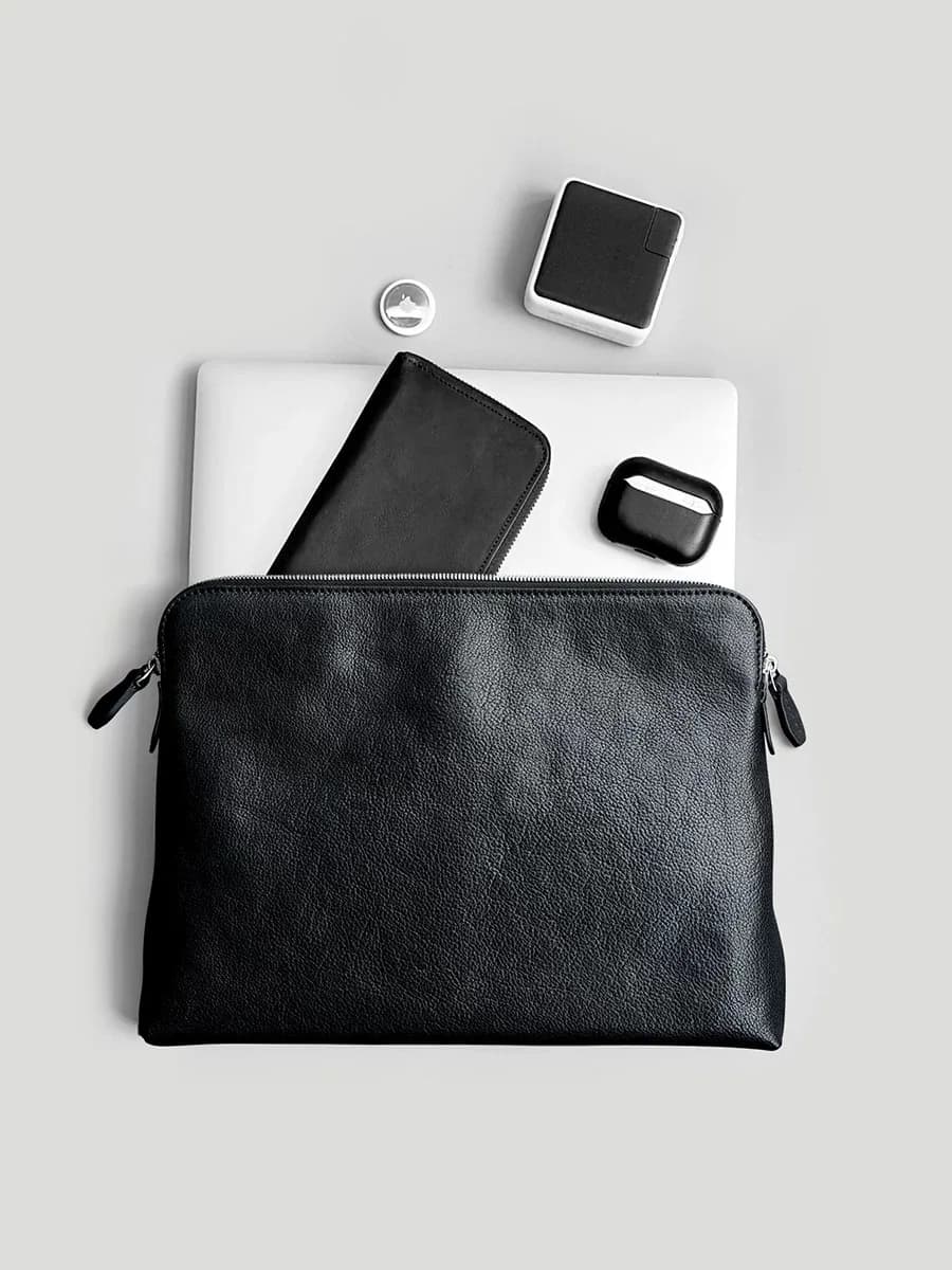 Borsa per laptop di alta gamma in pelle e pelle morbida, borsa a mano