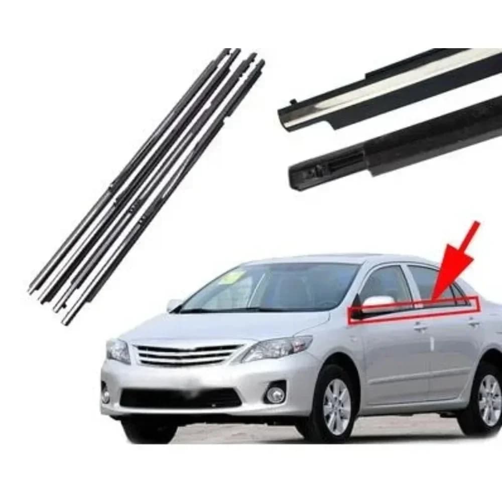 Nero o cromato 4 pezzi finestre guarnizione in gomma impermeabile cintura di tenuta a pressione modanatura per Toyota Corolla 2007-2014